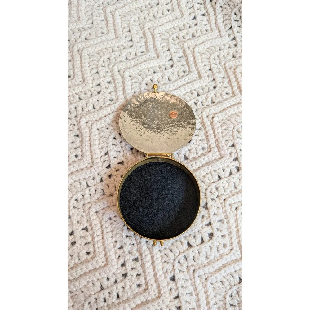 Lunacy Mary‎ Mundy Vintage Butterfly Pill Box Hammered Mixed Metal Trinket Case